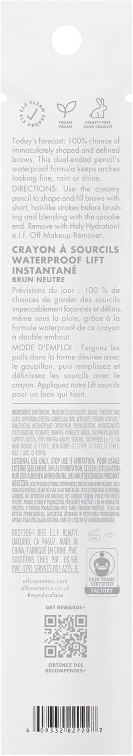 e.l.f. Instant Lift Waterproof Brow Pencil (0.24g) - Neutral Brown