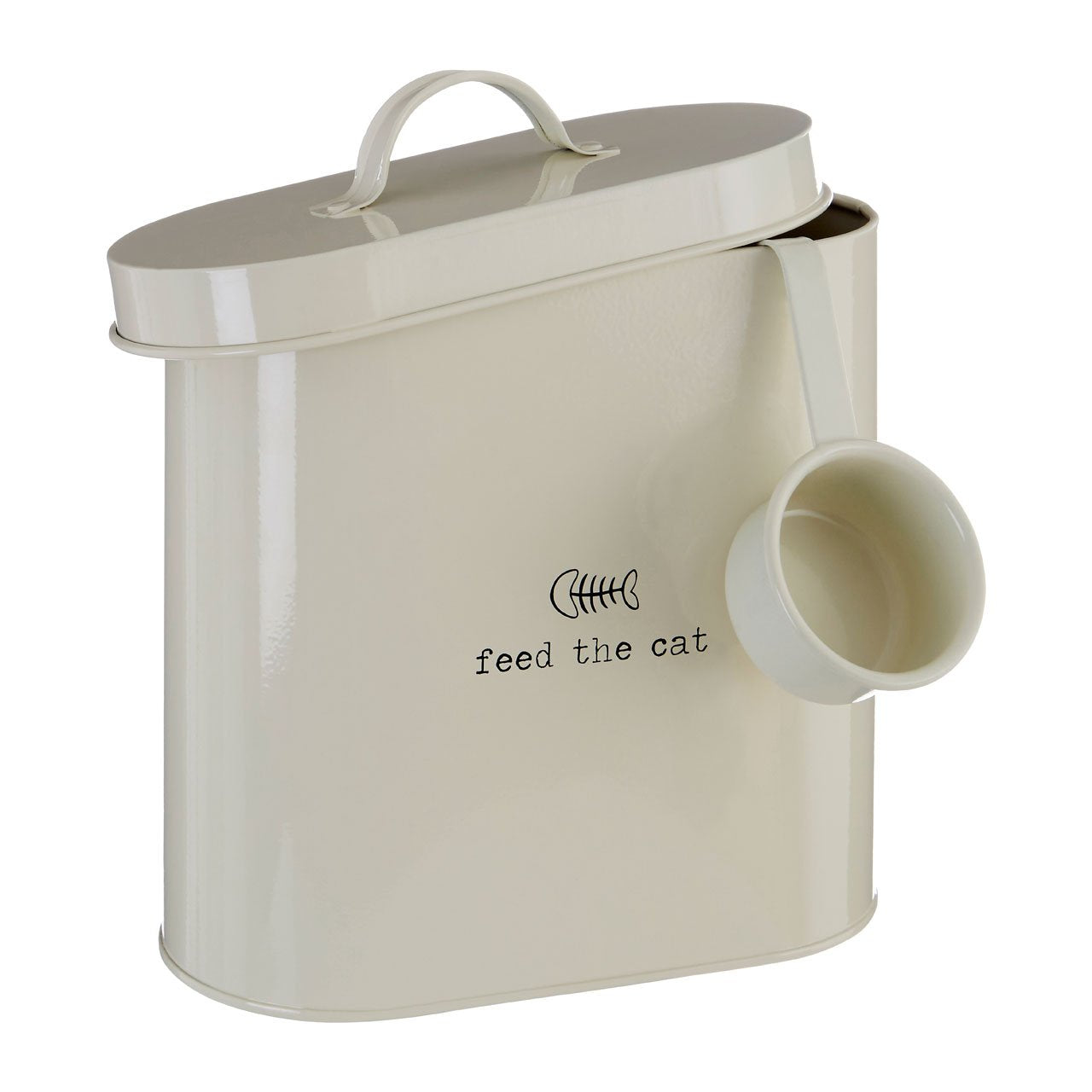 Premier Housewares Adore Pets Food Storage Bin - 2.8L Capacity | Galvanised Steel | Cream