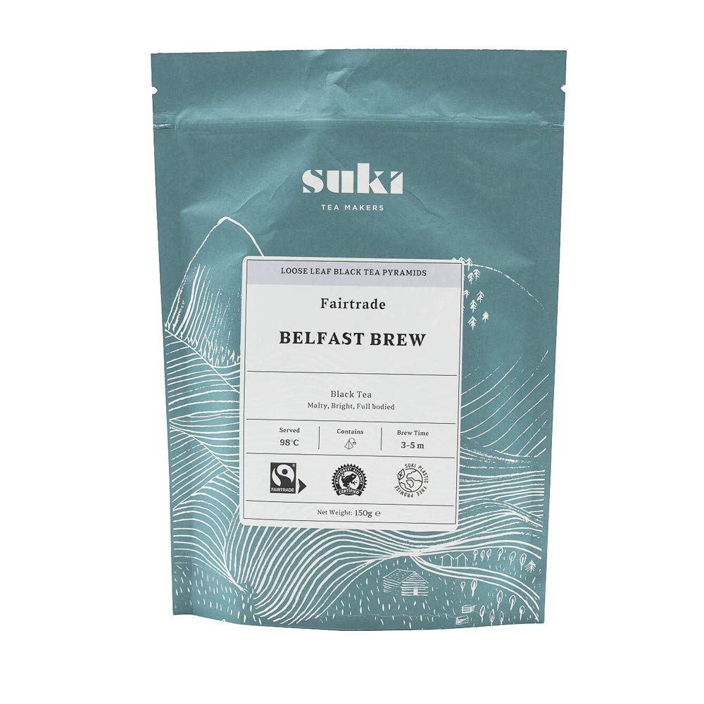 Suki Tea Belfast Brew Black Tea - 50 Pyramid Bags | Malty Flavor | Fairtrade Certified