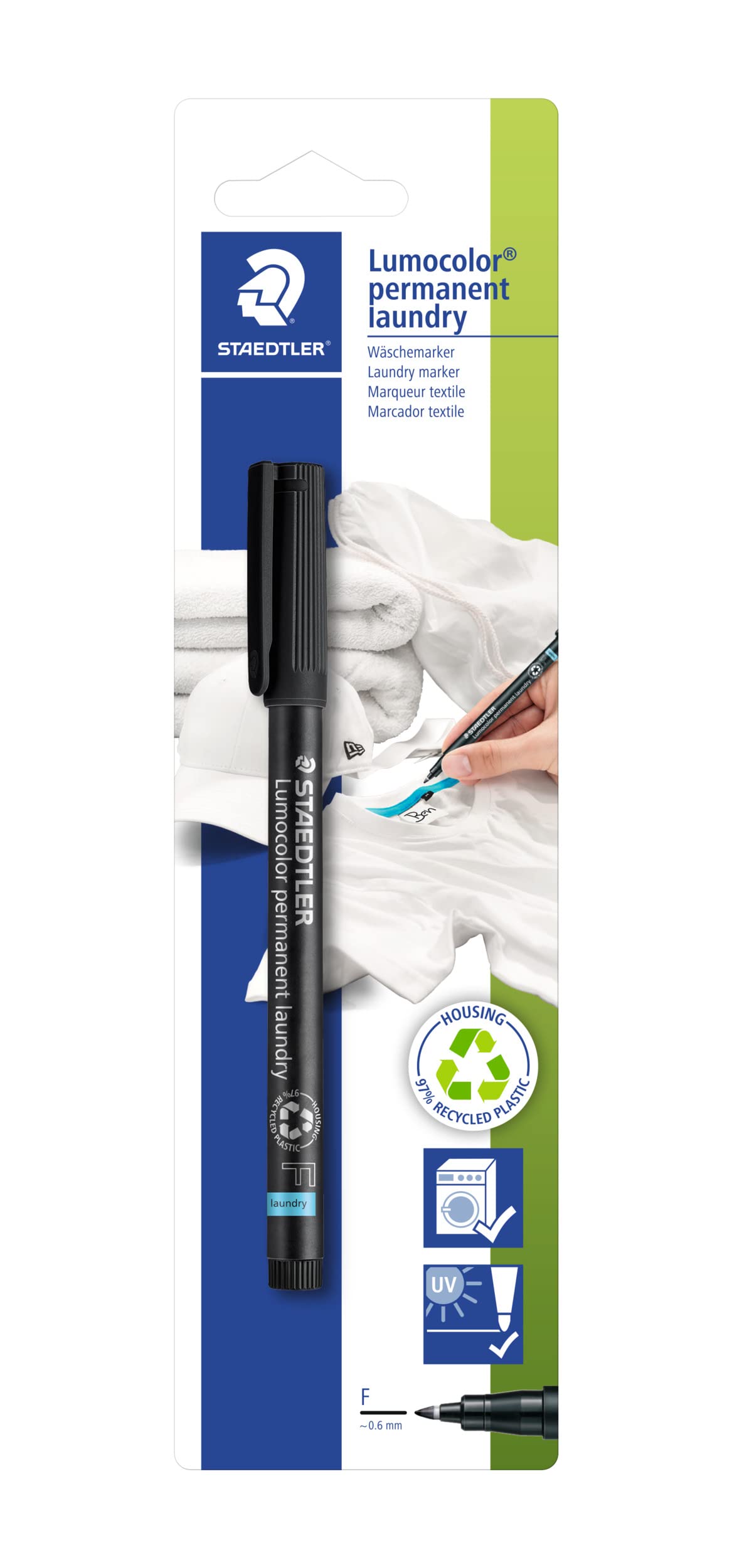 STAEDTLER Lumocolor Permanent Laundry Marker - Fine 0.6mm Line | Black Ink | Pack of 1 1