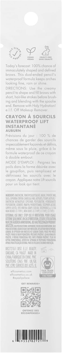 e.l.f. Instant Lift Waterproof Brow Pencil - Long-Lasting Eyebrow Pencil with Precision Tip & Spoolie