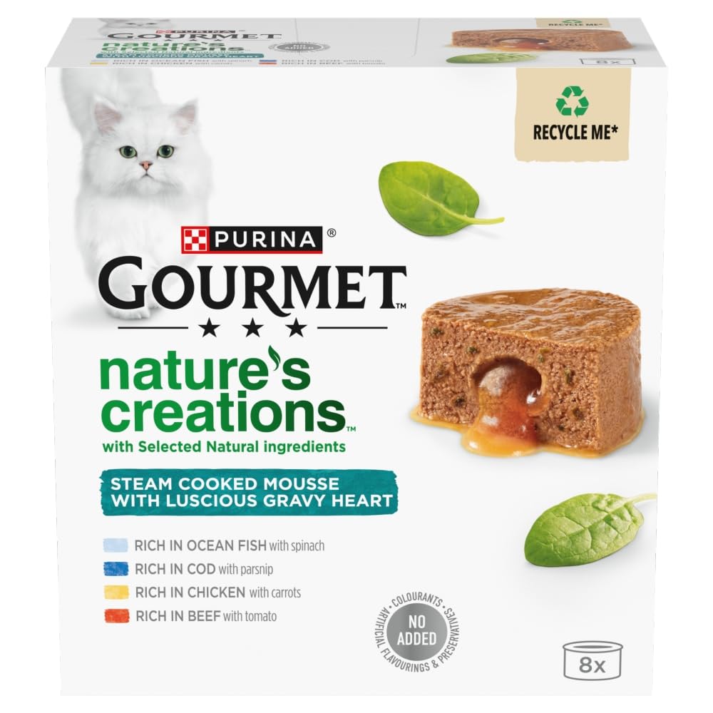 Gourmet Nature's Creations Mousse with Gravy Heart - Rich in Chicken, Beef, Fish | Adult Cat Food 1