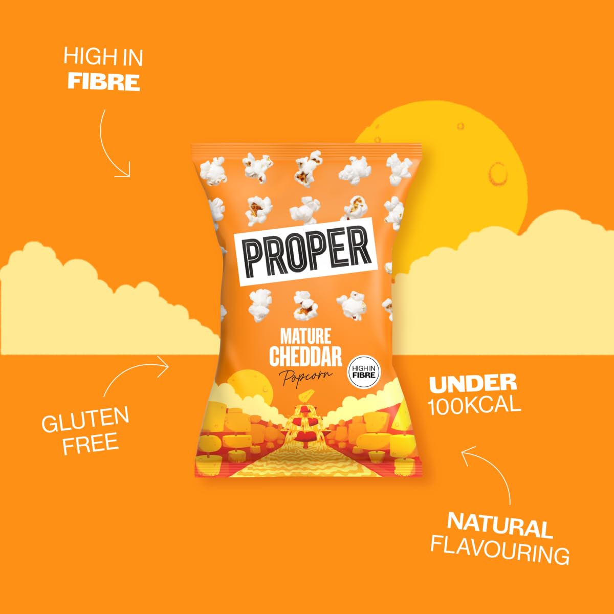 PROPER Corn Mature Cheddar Popcorn 8 X 70g 3