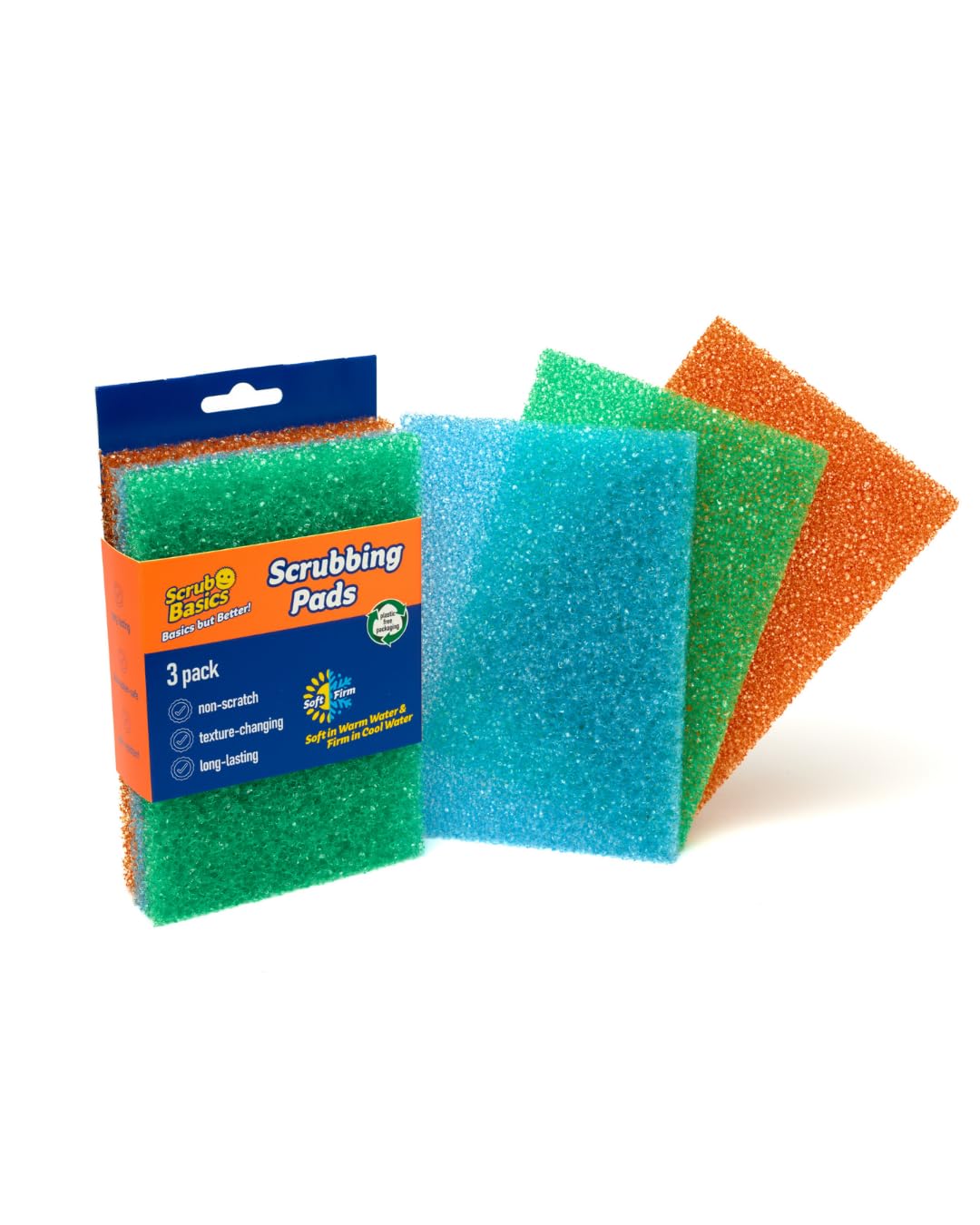 Scrub Daddy Scrub Basics Non-Scratch Scouring Pads - Temperature Responsive | 3 Pack