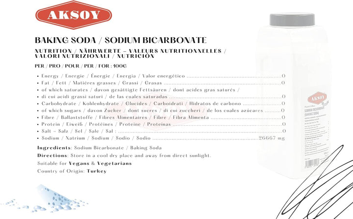 Aksoy - Pure Baking Soda 1KG | Sodium Bicarbonate Powder for Baking & Cleaning