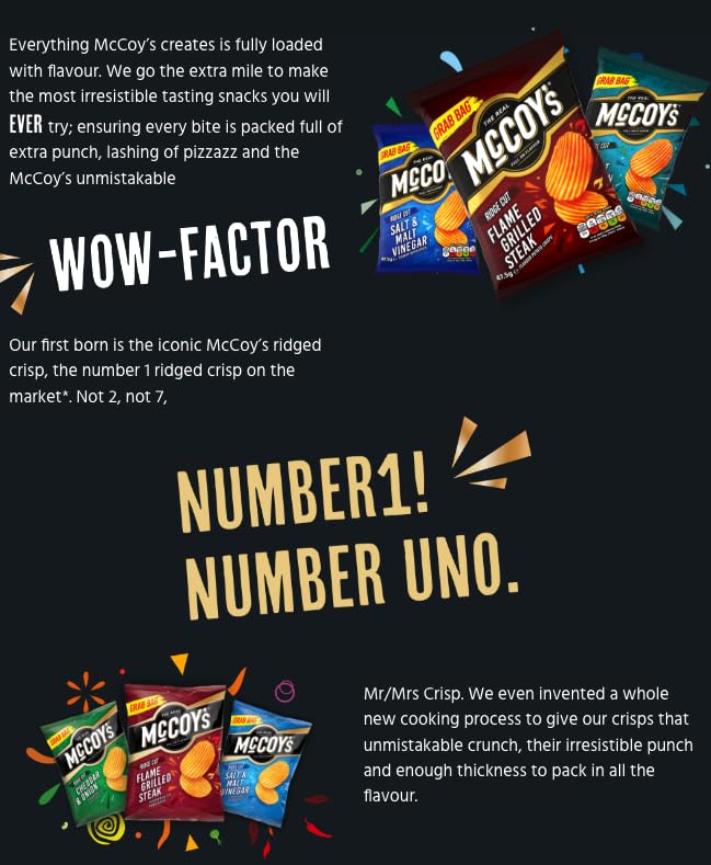 McCoys CHEDDAR & ONION Grab Bag Crisps 45g (Multipack of 36)