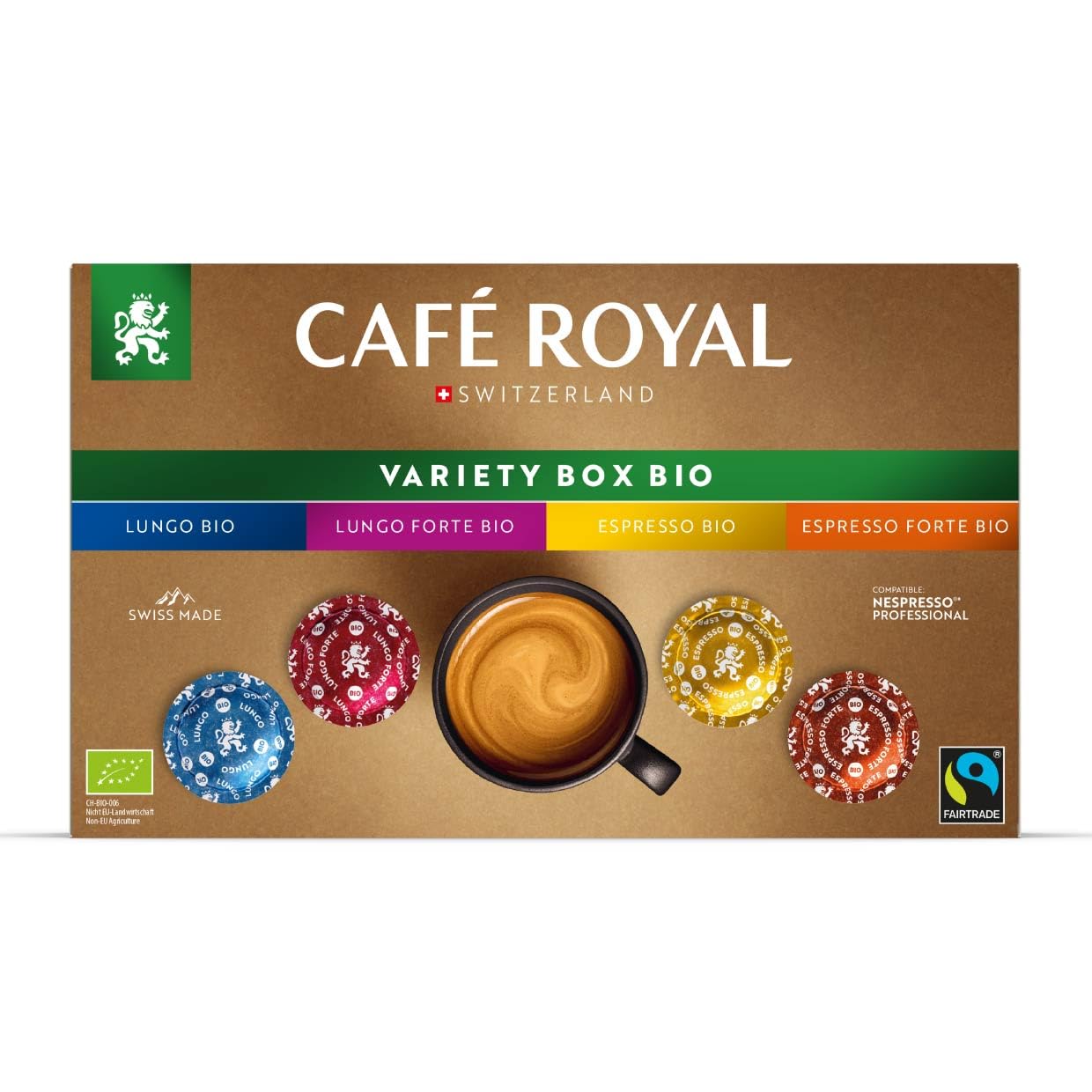 Café Royal Professional Pads - Bio Variety Box for Nespresso Professional, 40 Count