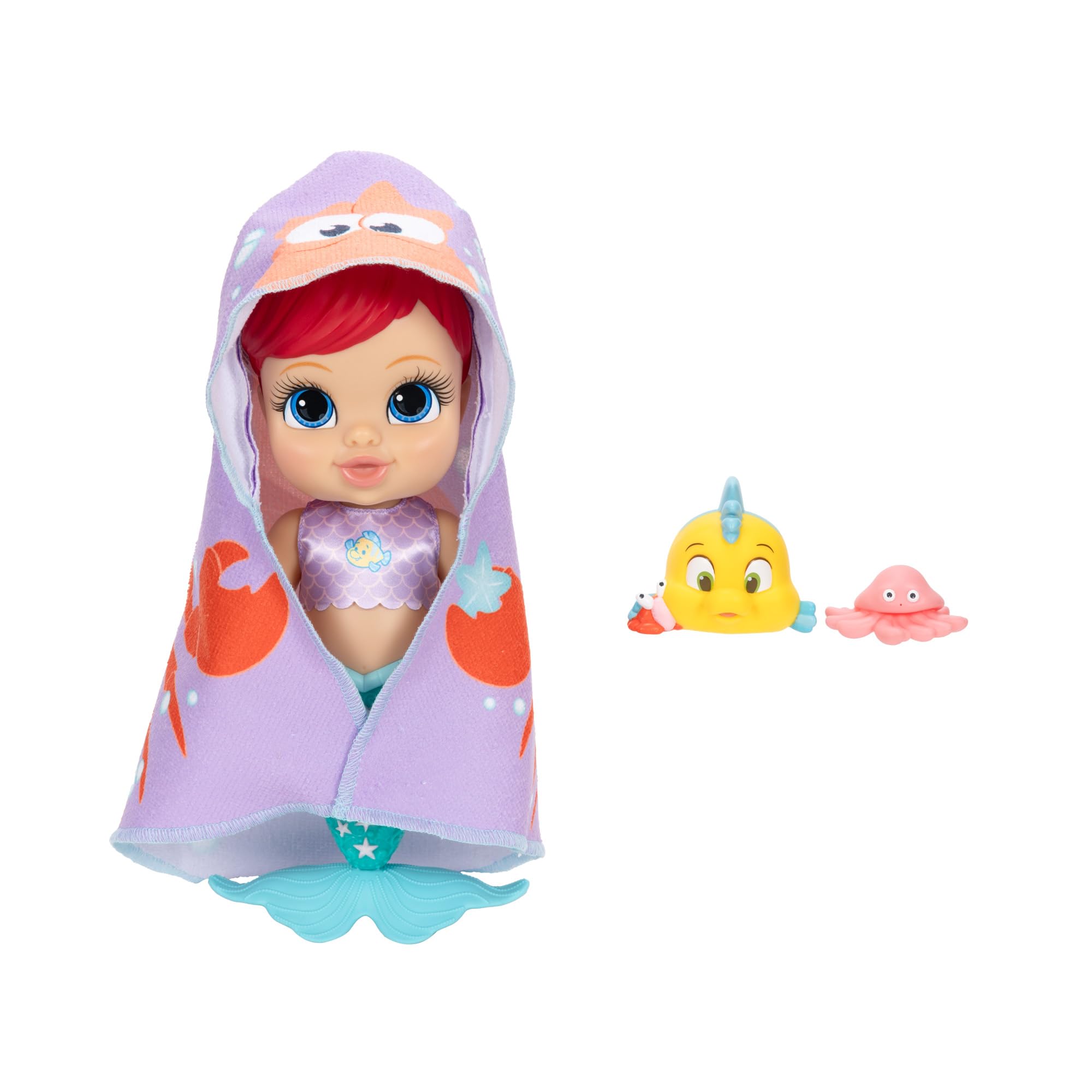 Disney Princess Bathtime Baby Ariel Playset - Color Change Mermaid Doll with Water Squirters