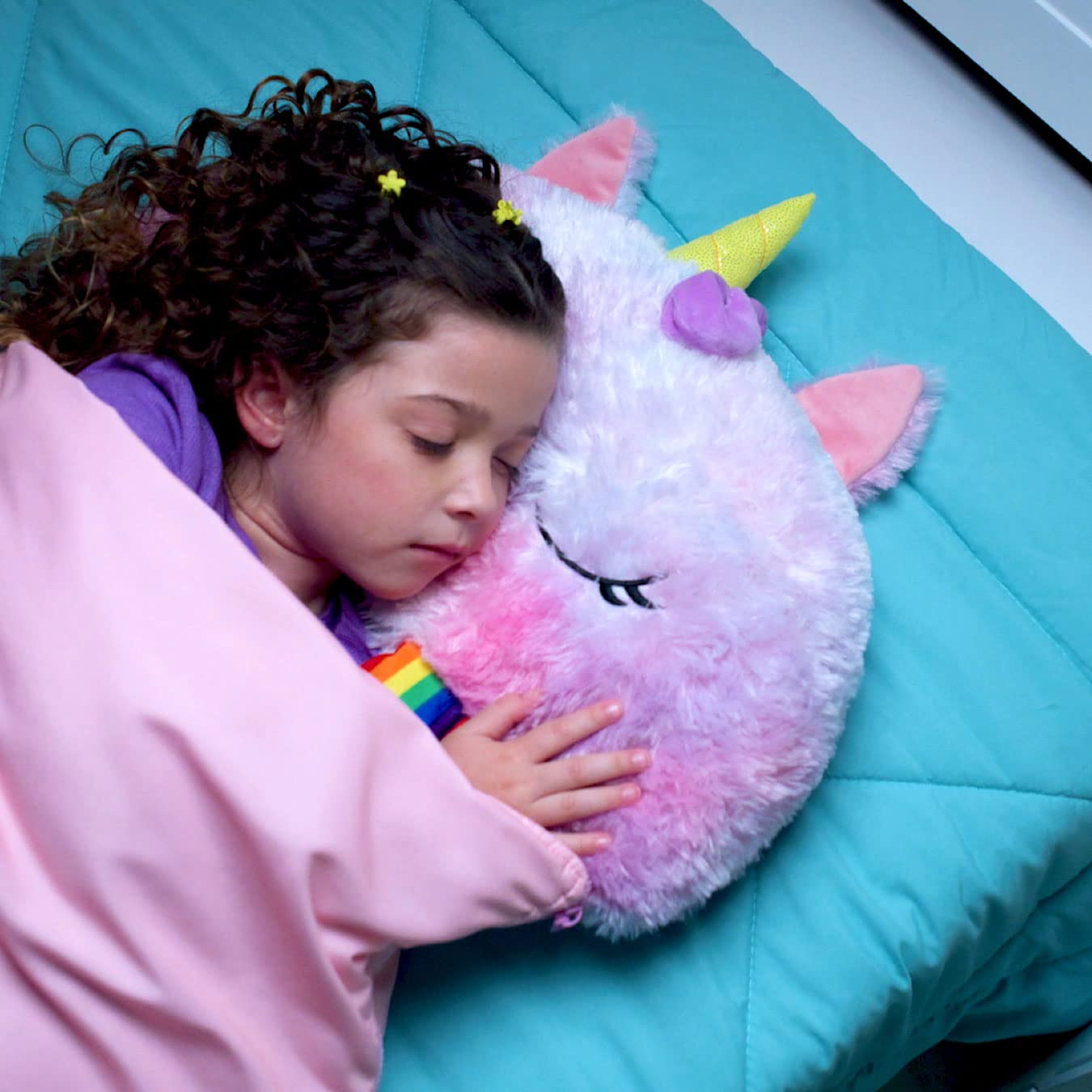 Happy Nappers Kids Sleeping Bag Rainbow Unicorn Medium - Plush Toy, Comfy S 3