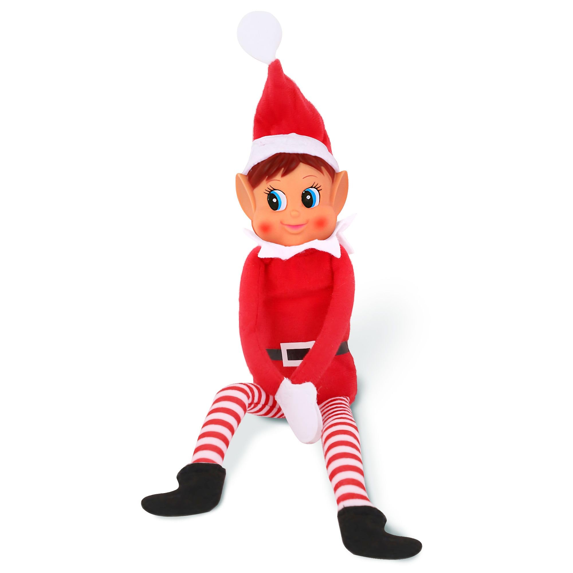 Elves Behavin Badly 12" Red Long Leg Soft Body Vinyl Face Girl Elf With Hat