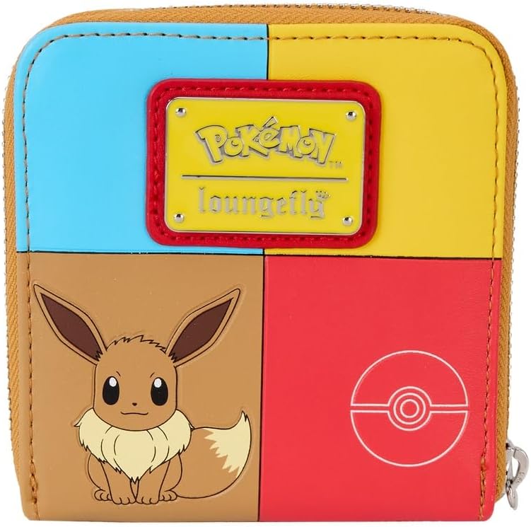 Loungefly Pokemon Color Block Staters Zip Around Wallet (Multicolored, Small)