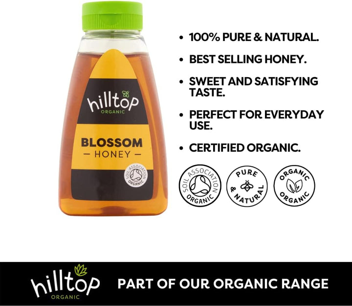 Hilltop Honey - Organic Blossom Honey - Squeezy Bottle - 720g