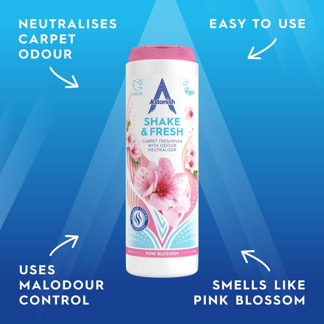 Astonish Shake & Fresh Carpet Freshener - Pink Blossom Scent, 3 Pack