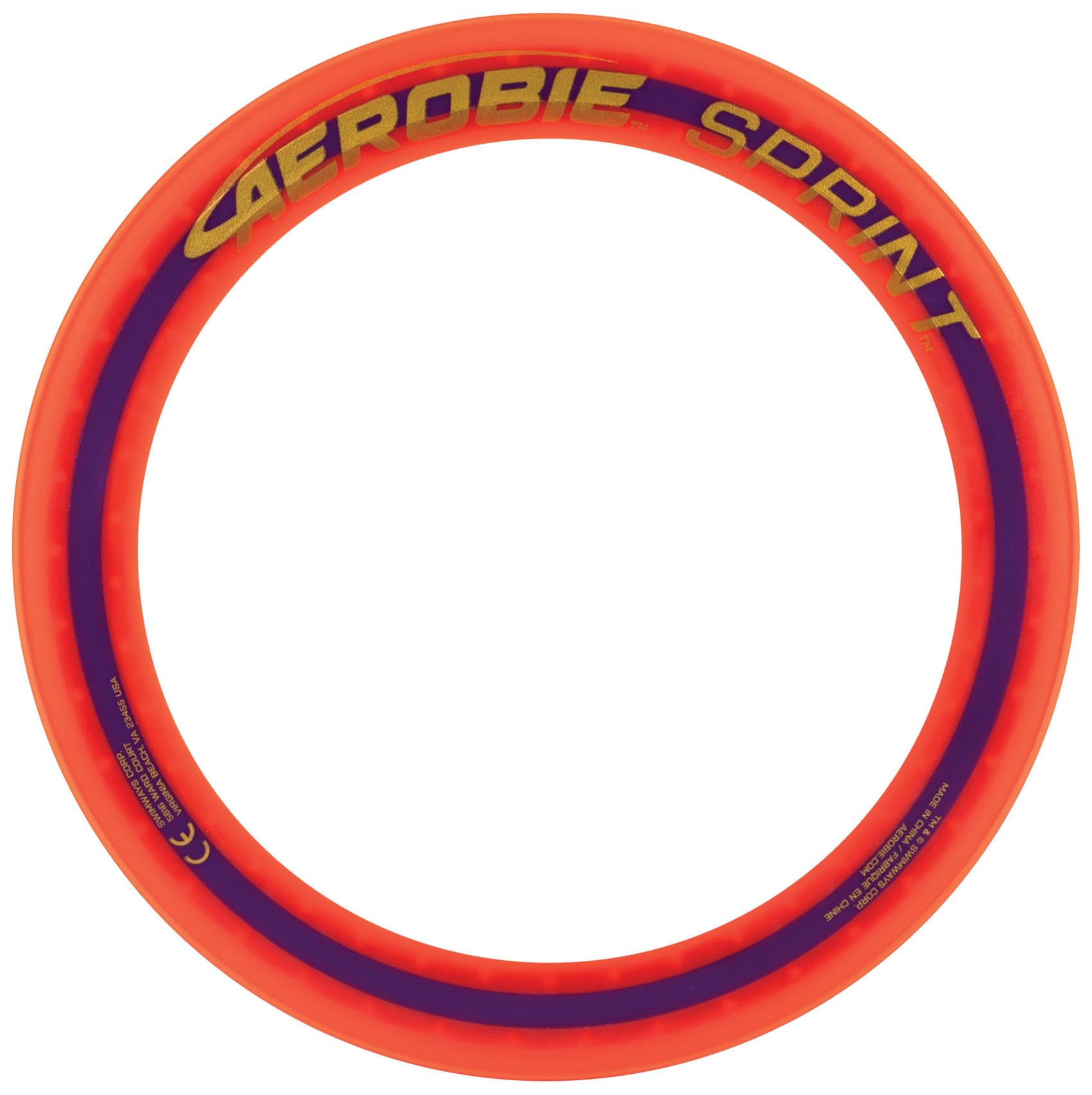 Aerobie Sprint Flying Ring - Precise Throwing | 25.4 cm Diameter | Orange
