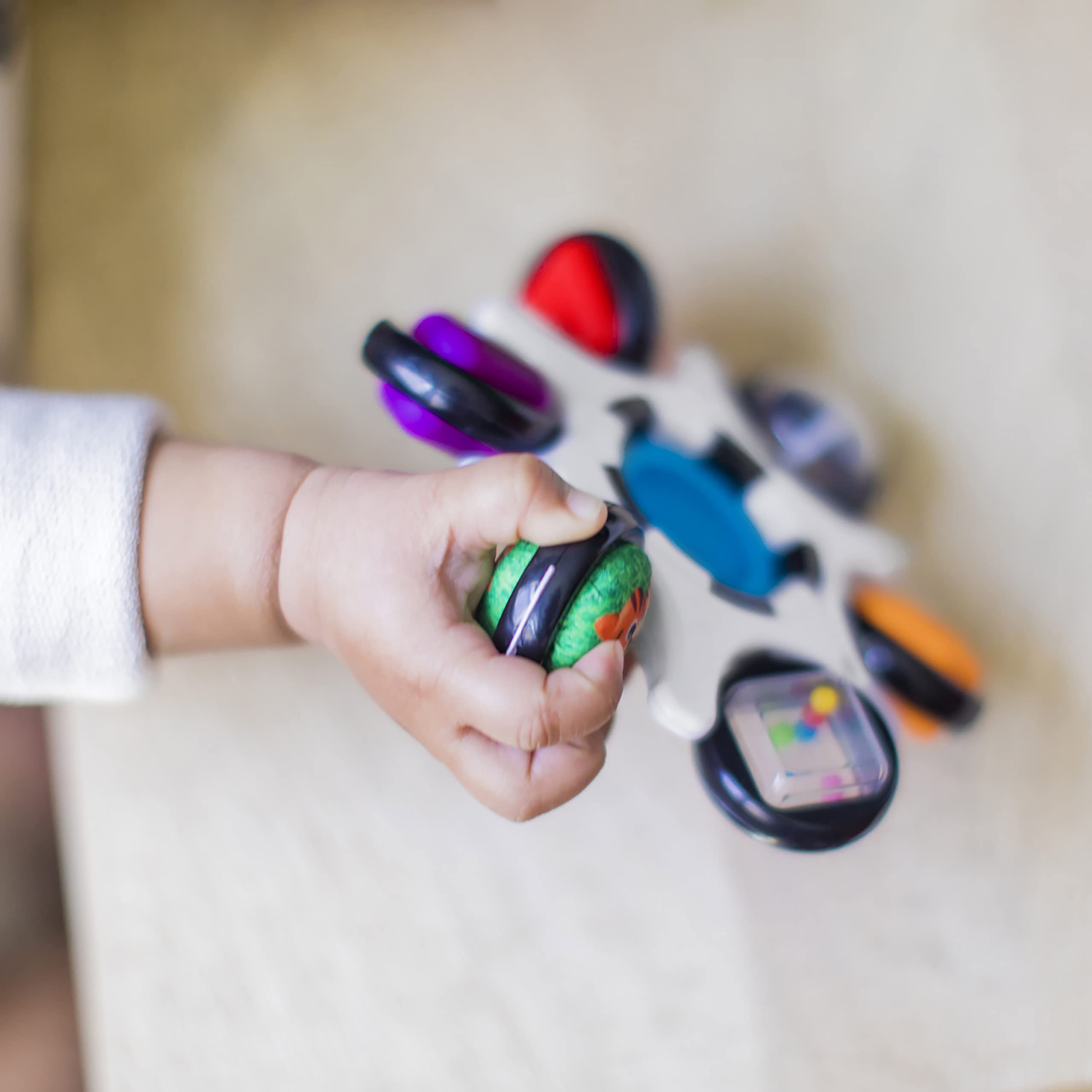 Baby Einstein Curiosity Clutch Fidget Sensory Toy and Pop It Rattle - 6-Activity Infant Toy for 3M+