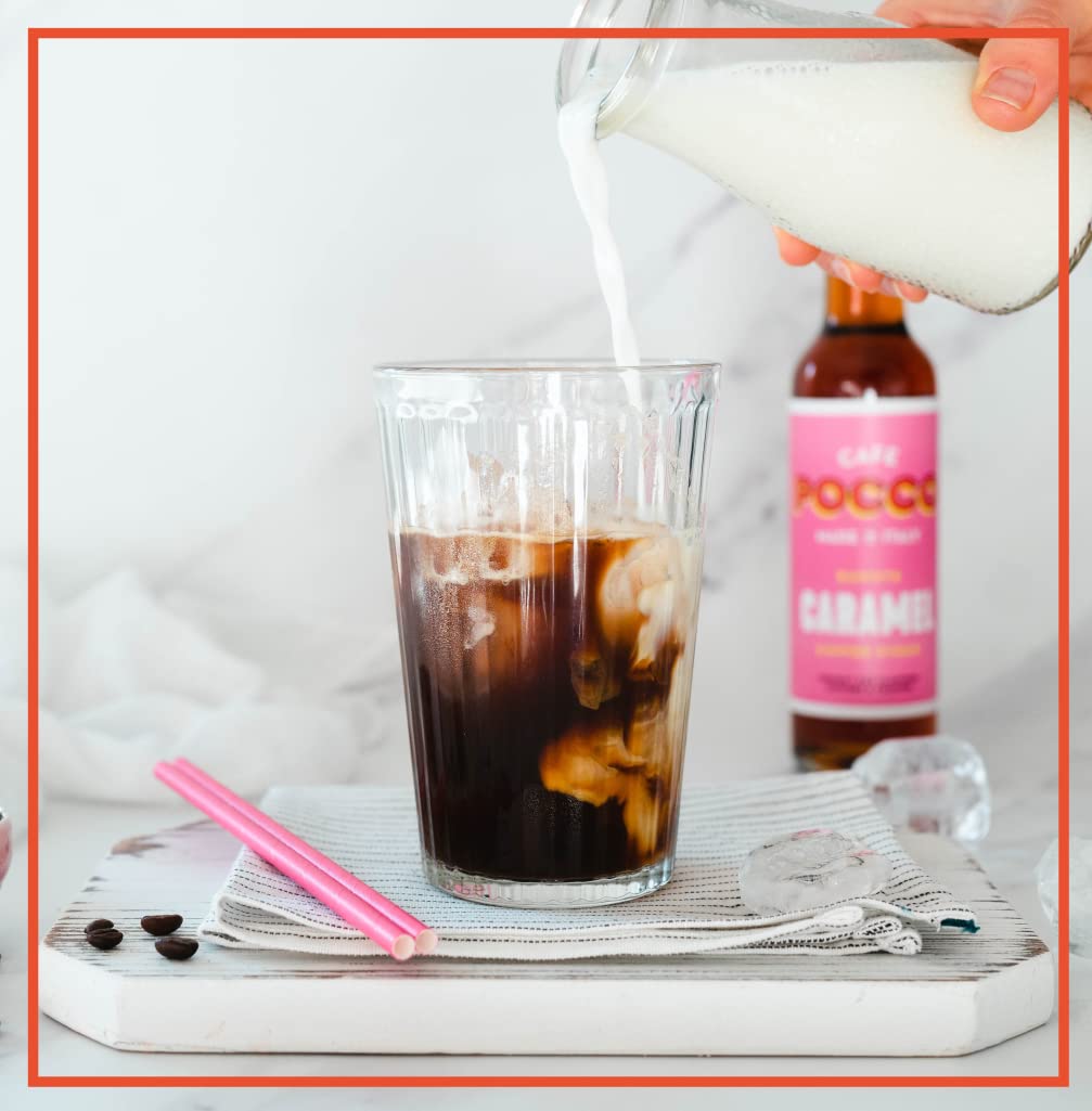 Cafe Pocco - Caramel & Vanilla Coffee Syrup Set (2 x 250ml Glass Bottles)