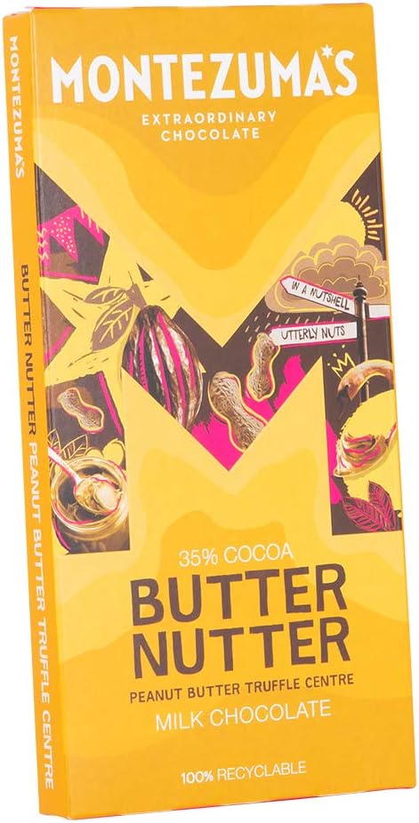 Montezuma - Butter Nutter 35% Cocoa Milk Chocolate with Peanut Butter Truffle Centre, 90g Bar