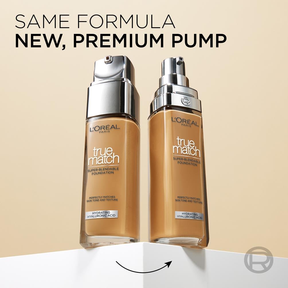 L'Oréal Paris True Match Liquid Foundation - Skincare Infused with Hyaluronic Acid, SPF 16, 1.W Golden Ivory, 30 ml 4