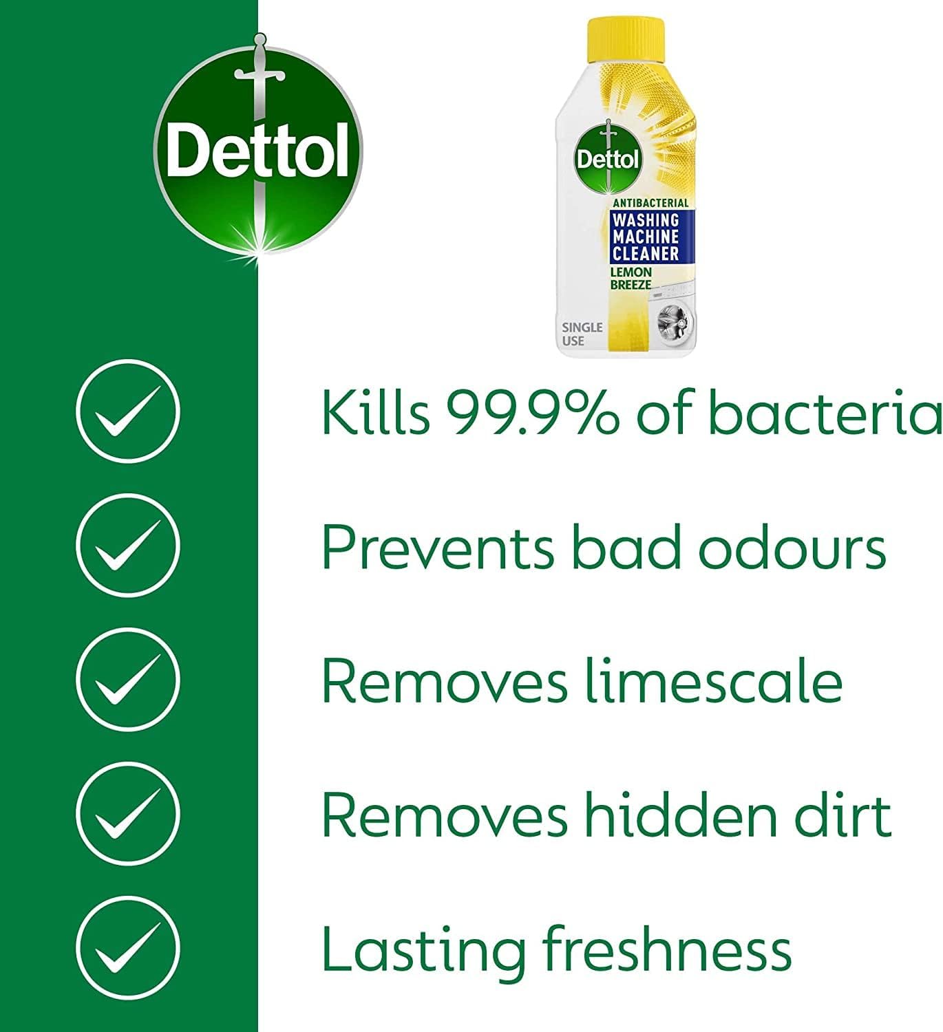 Dettol - Lemon Breeze Antibacterial Washing Machine Cleaner (250ml) 3