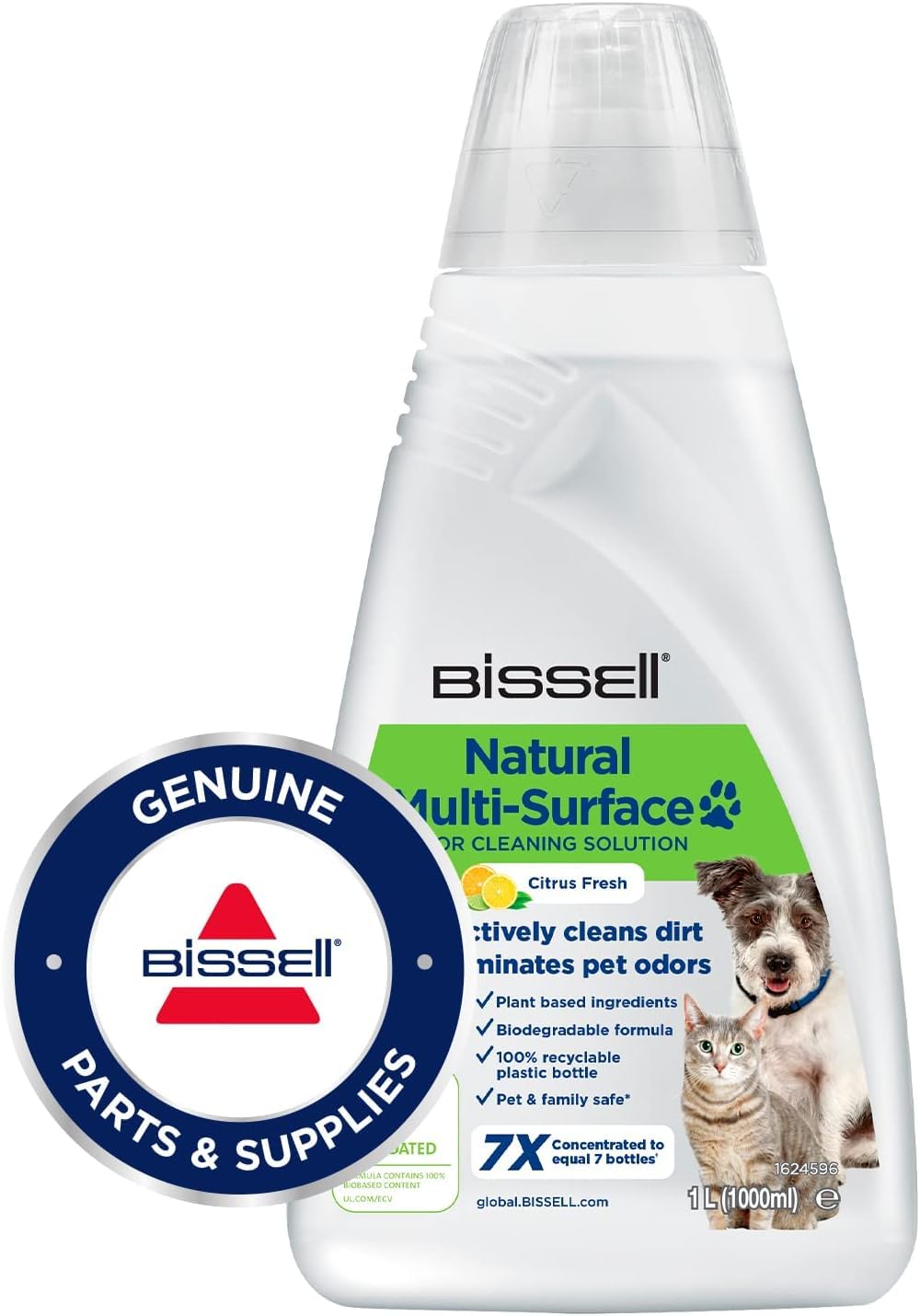 BISSELL Natural Pet Multi-Surface Floor Cleaning Solution - Plant-Based Formula for Sealed Floors & Rugs | 1 L