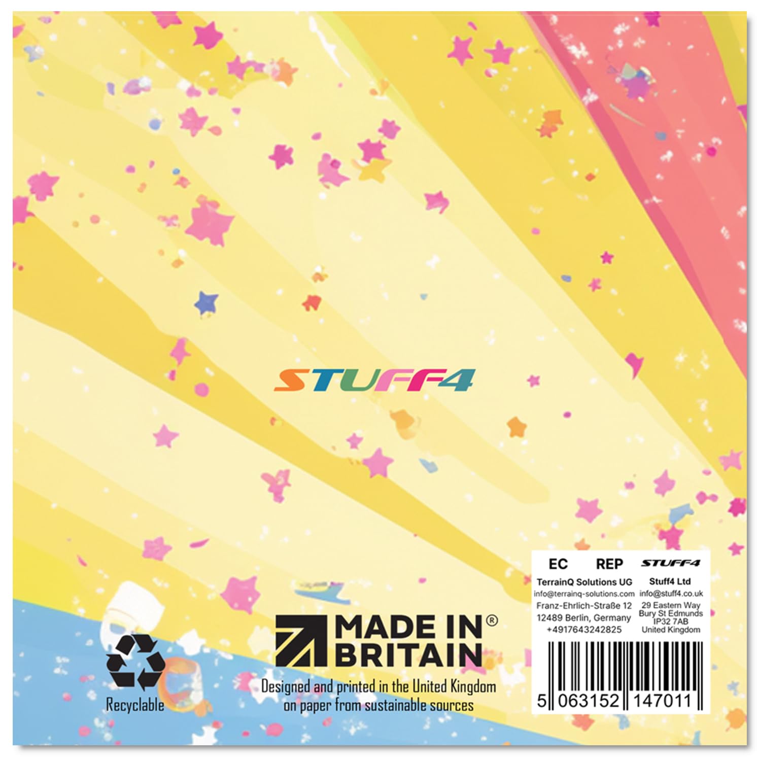 Stuff4 Girls 7th Birthday Card - Cool Unicorn Sunglasses Design | 145mm Square | 300gsm Gloss Board 2