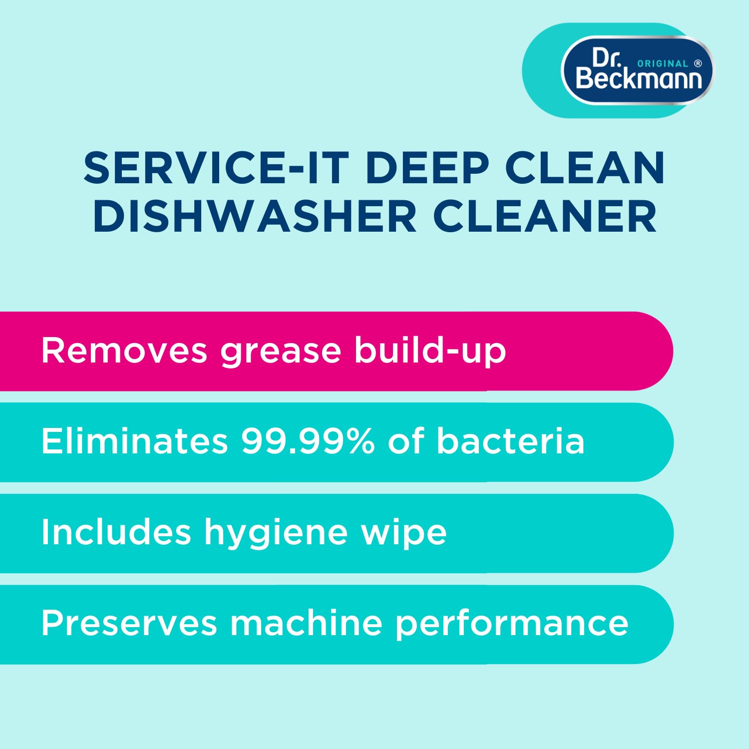 Dr. Beckmann Service-it Deep Clean Dishwasher Cleaner Powder | Hygienic Clean | Lemon Scent