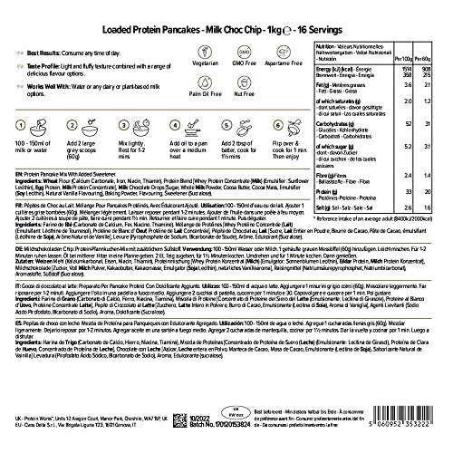 THE PROTEIN WORKS Loaded Protein Pancake Mix - High Protein, Low Sugar with Tri-Protein Blend