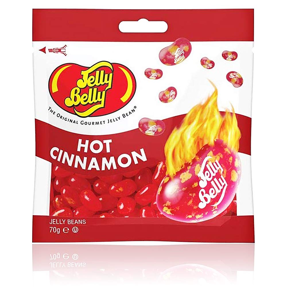 Jelly Belly Hot Cinnamon Jelly Beans - 12 x 70g Re-sealable Grab and Go Bags