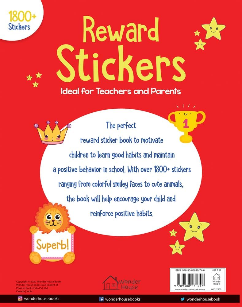 Wonder House 1800+ Reward Stickers Sticker Book - Ideal For Teachers And Parents | Paperback