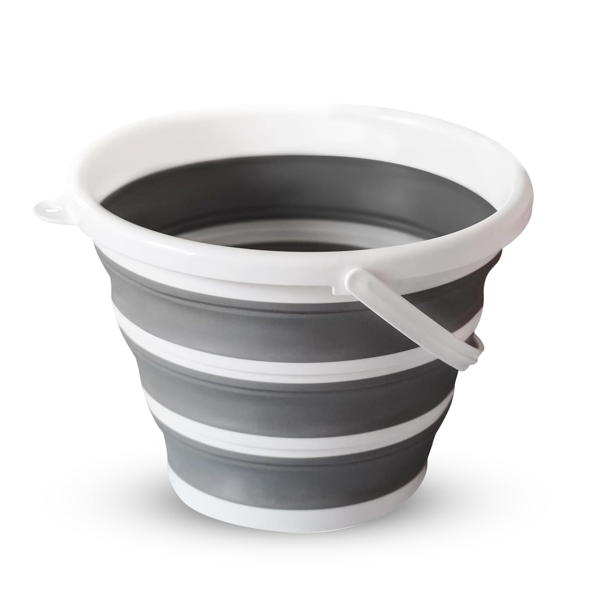 Zuvo Collapsible Bucket - 10L Capacity | Silicone Folding Design | White/Grey 1