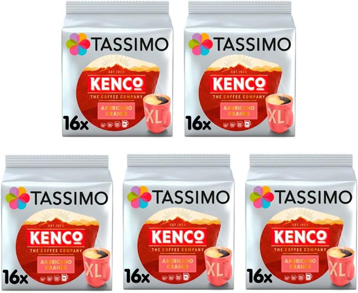 Kenco Americano Grande Coffee Pods for Tassimo Machines (Pack of 5, 80 Capsules)