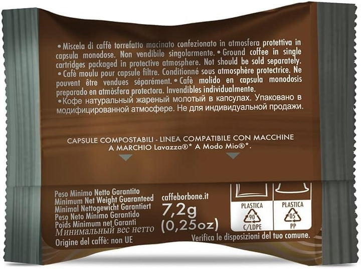 Caffè Borbone Don Carlo Black Coffee Blend - 100 Capsules for Lavazza A Modo Mio Machines