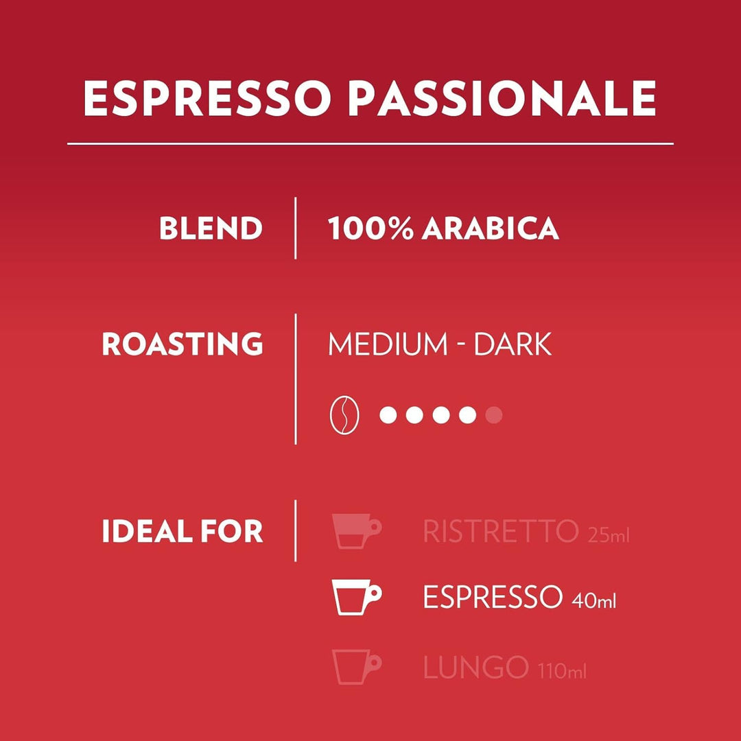 Lavazza A Modo Mio Espresso Passionale - 100% Arabica Coffee Capsules for Nespresso Original Machines
