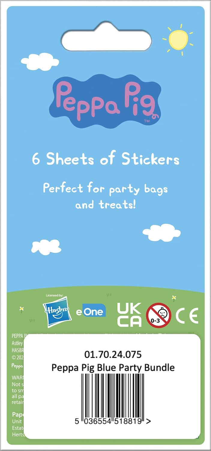 Paper Projects Peppa Pig Blue Party Bag Sticker Bundle - 18 Sheets Foil & Paper Stickers 2
