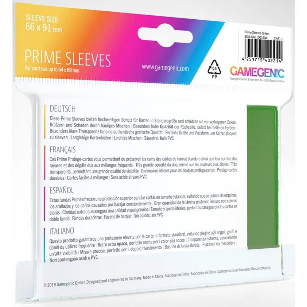 Gamegenic Prime Sleeves - 100 Pack | 66 x 91mm Standard Size | Matte Green Finish 2