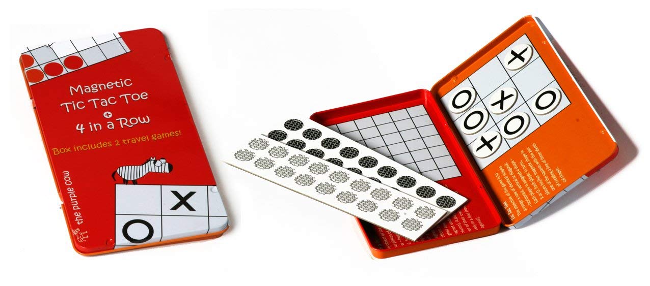 The Purple Cow 4 in A Row & Tic Tac Toe Magnetic Travel Game - Compact, Portable, Family Fun 4