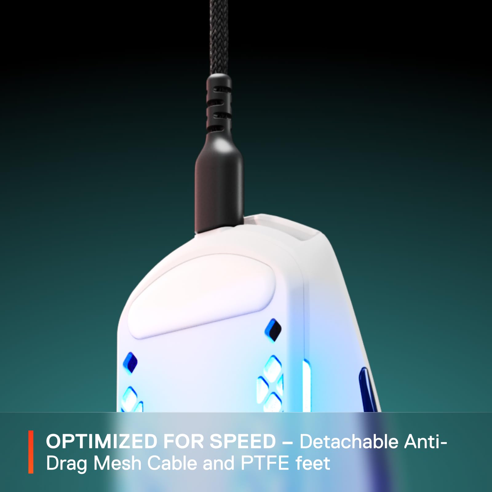 SteelSeries Aerox 3 Snow - Ultra-Lightweight Holey RGB Gaming Mouse, 8500 DPI TrueMove Core Sensor, IP54 Water Resistant, 59g 5
