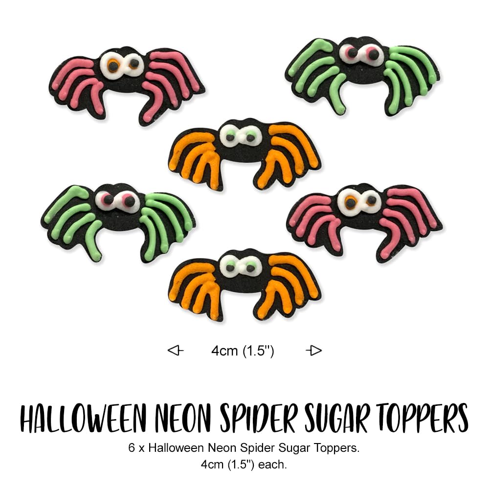 Anniversary House - 6pcs Halloween Neon Spider Edible Cake Toppers 3