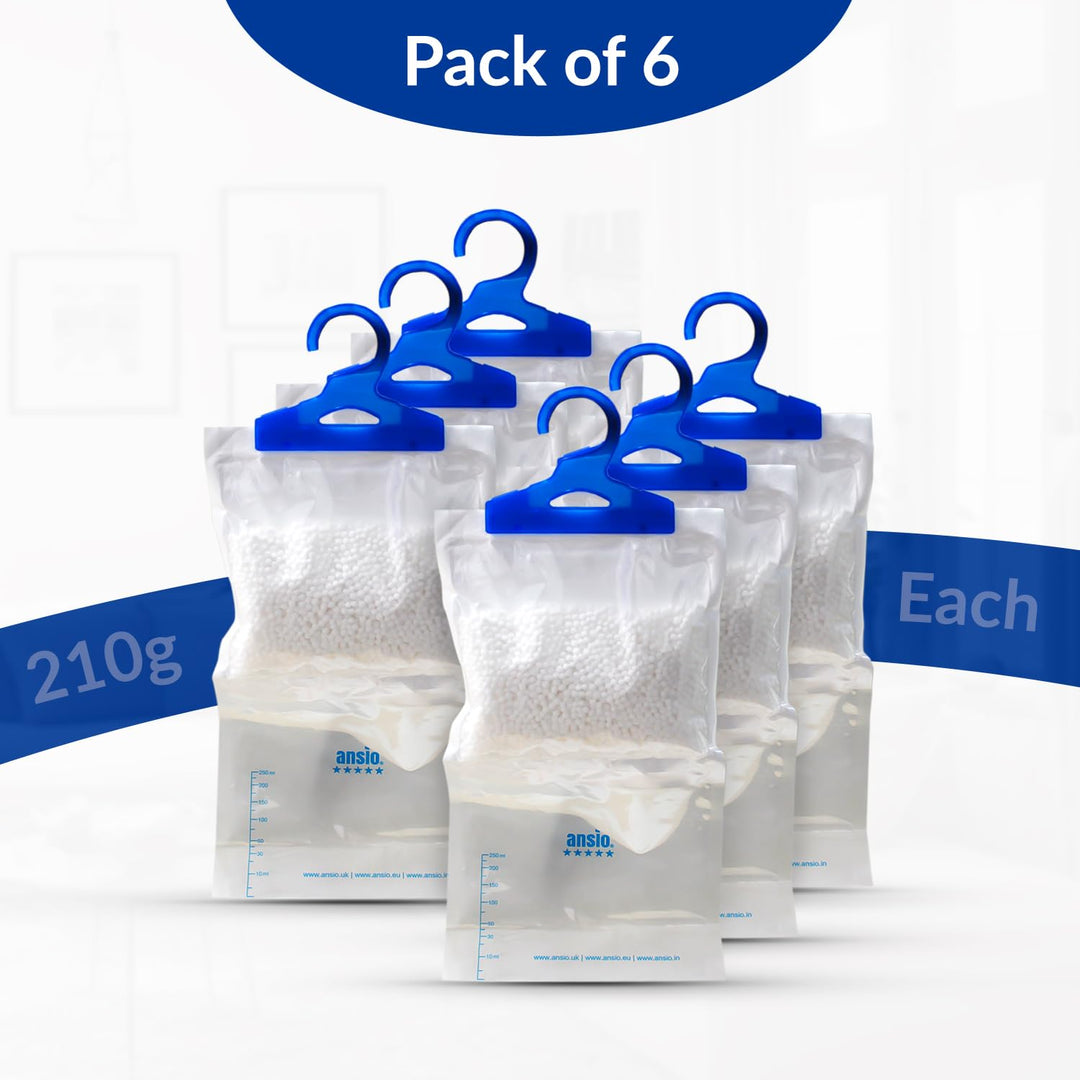 ANSIO Wardrobe Dehumidifier Hanging Bag - Moisture Absorber for Home, Closet, Caravan, Boat