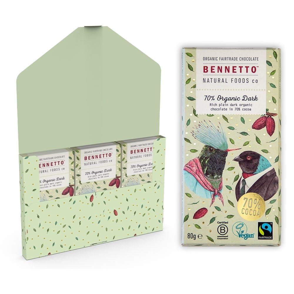 Bennetto 70% Organic Dark Rich Chocolate Bar - Single Origin Ecuador Cocoa, Vegan & Gluten-Free 1