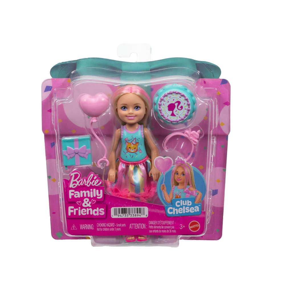 Barbie Club Chelsea 6-Inch Birthday-Themed Doll with Pink-Streaked Hair & Party Accessories 7