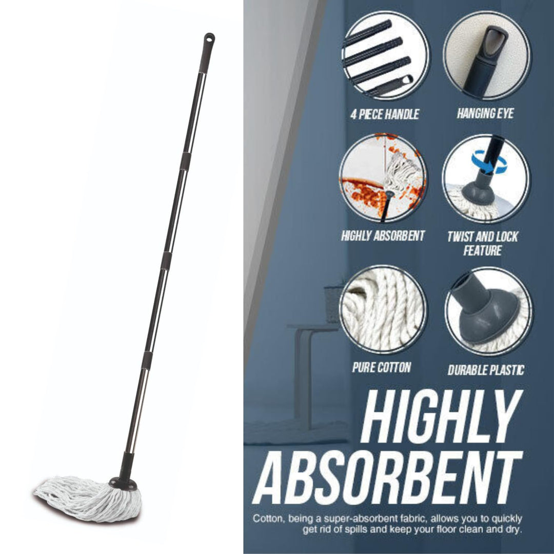 Requisite Needs - 120cm Cotton String Floor Mop with Detachable Adjustable Handle
