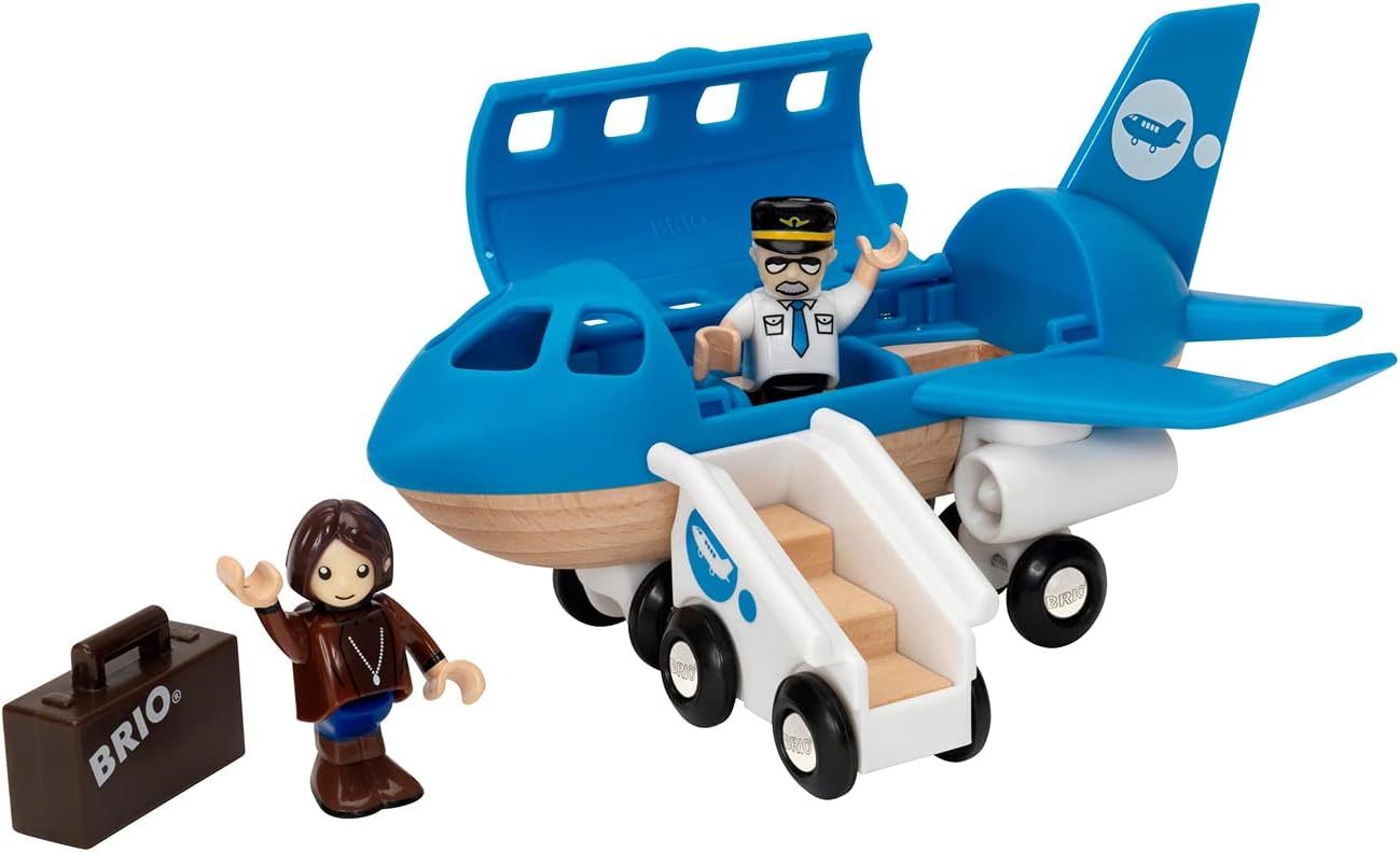 BRIO World Aeroplane Playset with Mobile Staircase and Figures - Compatible with BRIO Railway Sets 9