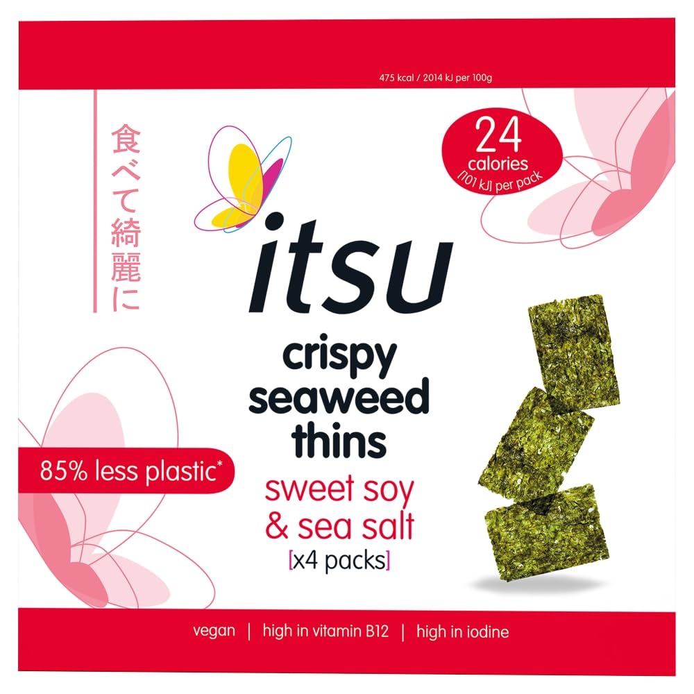 itsu Crispy Seaweed Thins Sweet Soy & Sea Salt Multipack | 4 x 5g Packs | 20g Total 1
