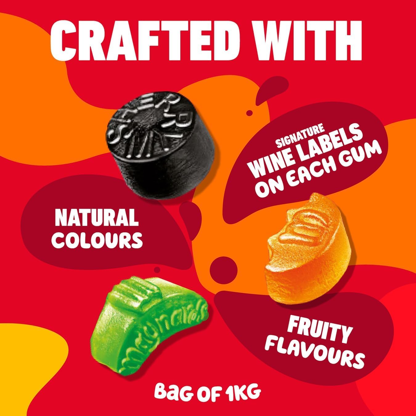 Maynards Bassetts Wine Gums - Fruity Chewy Sweets | 1kg Sharing Bag 3