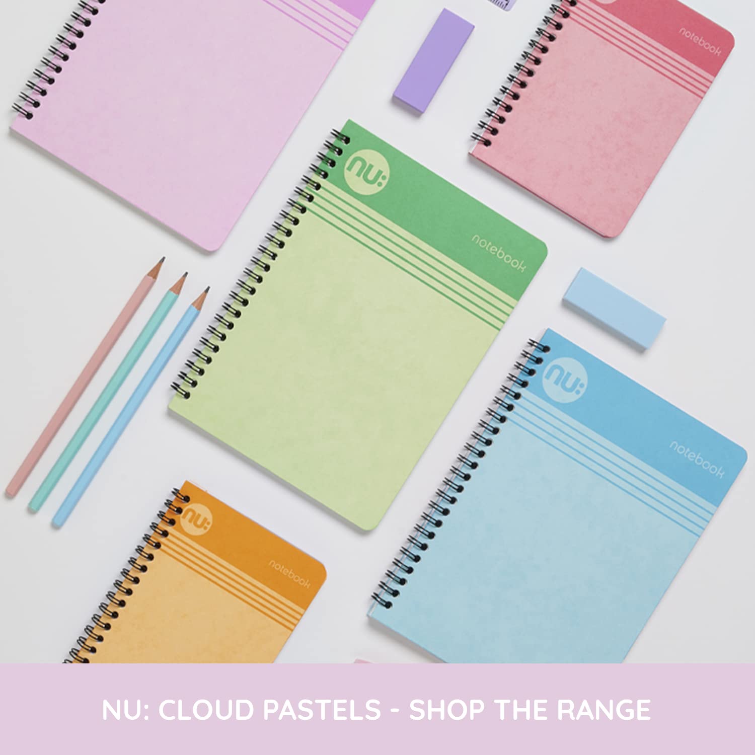 nu: Notebooks - Cloud Pastels Range - A5 Ruled Wirebound Notebook | Pink | 110 Pages 5