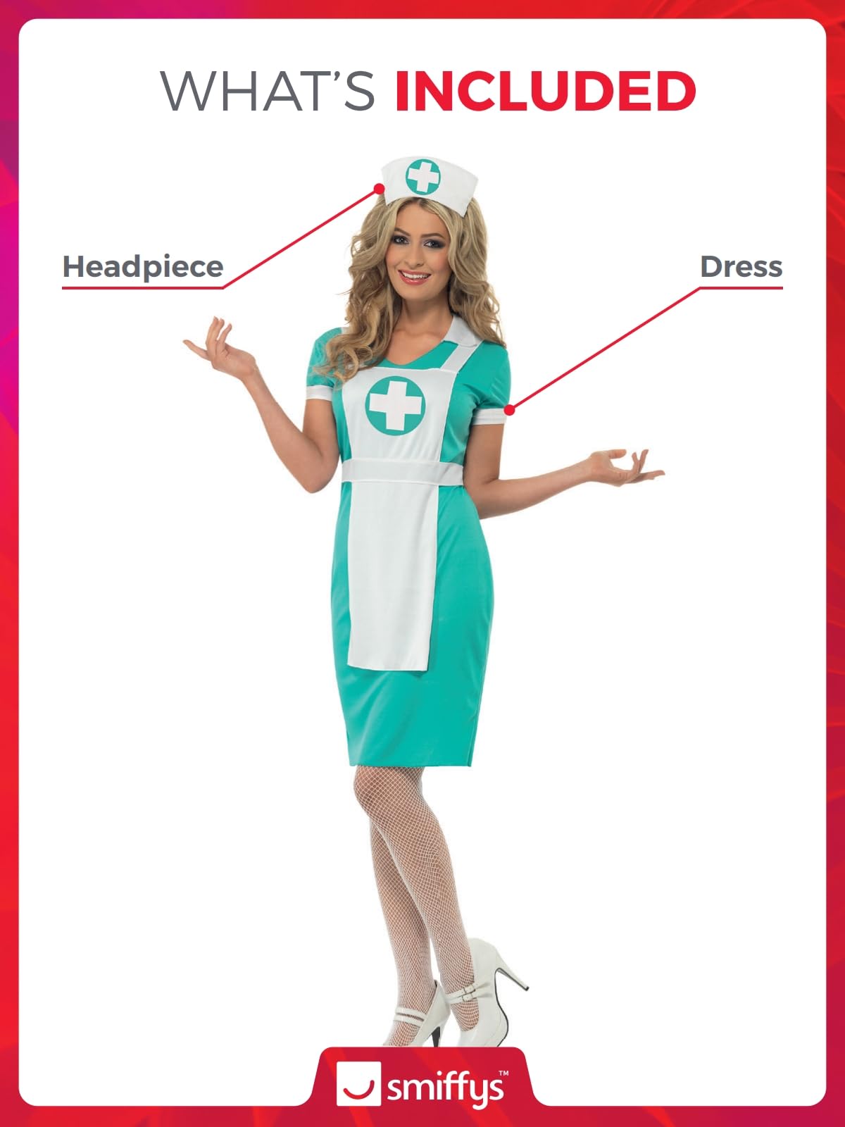 Smiffys Scrub Nurse Costume - Green Adult Fancy Dress for Women Size 12-14 4