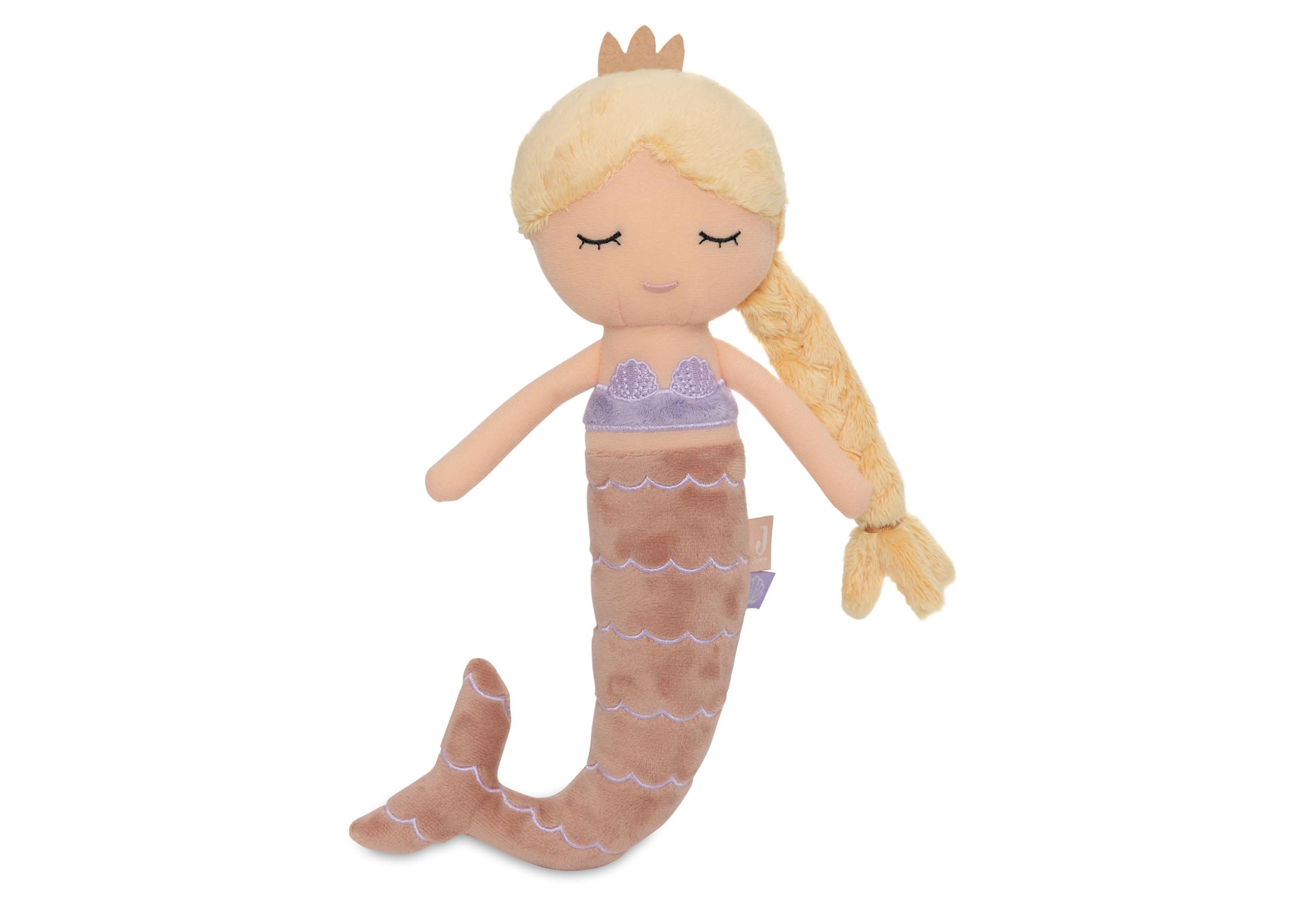Jollein Mermaid Ella Rag Doll - Soft Plush Doll with Shimmering Crown & Mermaid Fin 1