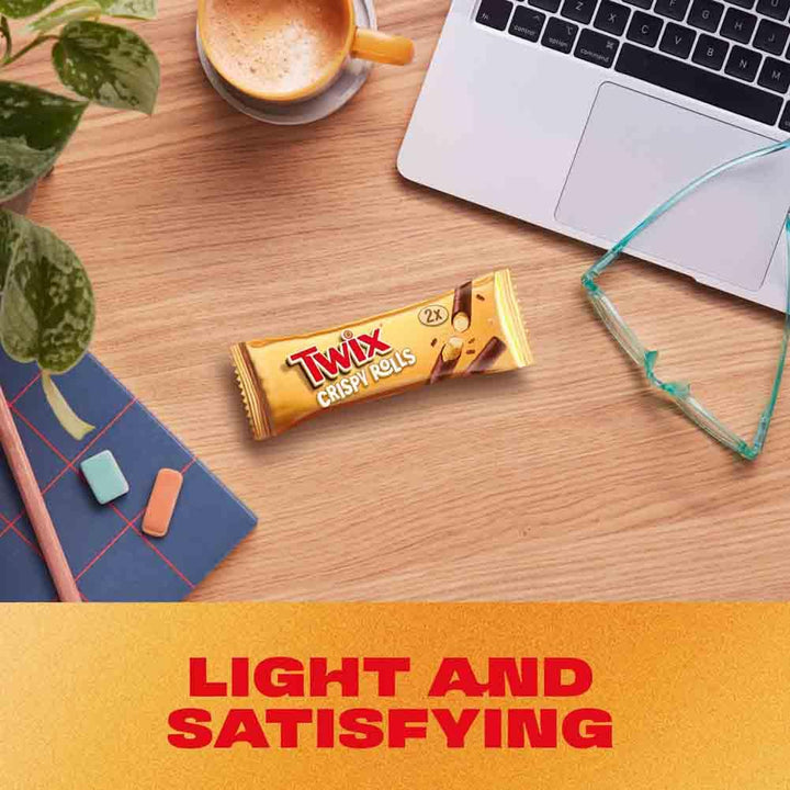 Twix Crispy Rolls, Milk Chocolate, Caramel and Biscuit Snack Bar, 24 x 22.5g