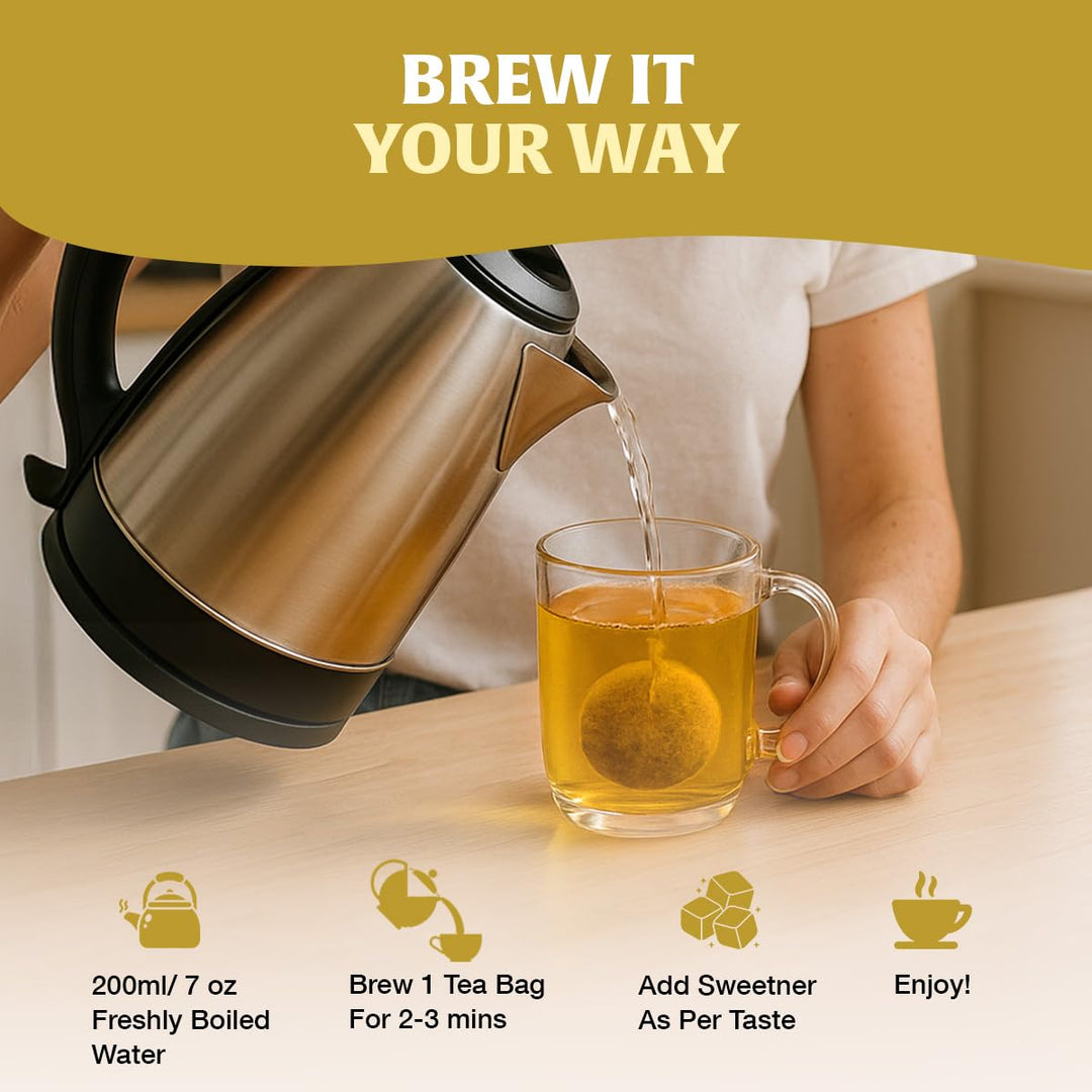 HANDPICK Lemon Ginger Tea Bags (100 Count) | Herbal Tea with Lemon, Ginger, Lemongrass & Licorice | Eco-Conscious Round Tea Bags for Hot or Cold Brew